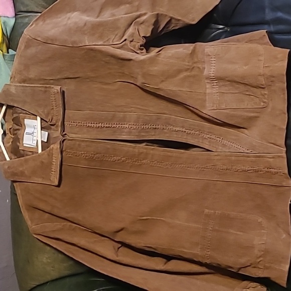 Real Tan Suede Leather Jacket by JL Studio size 24w - Picture 2 of 9